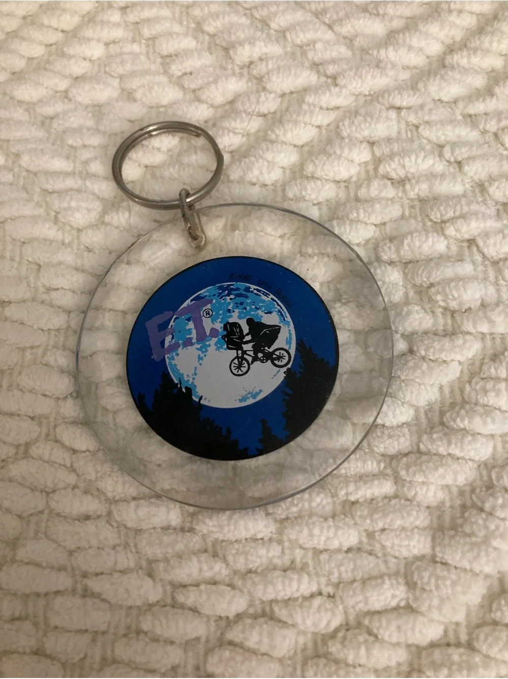 1982 E.T. the Extra-Terrestrial movie keychain iconic flying bicycle silhouette